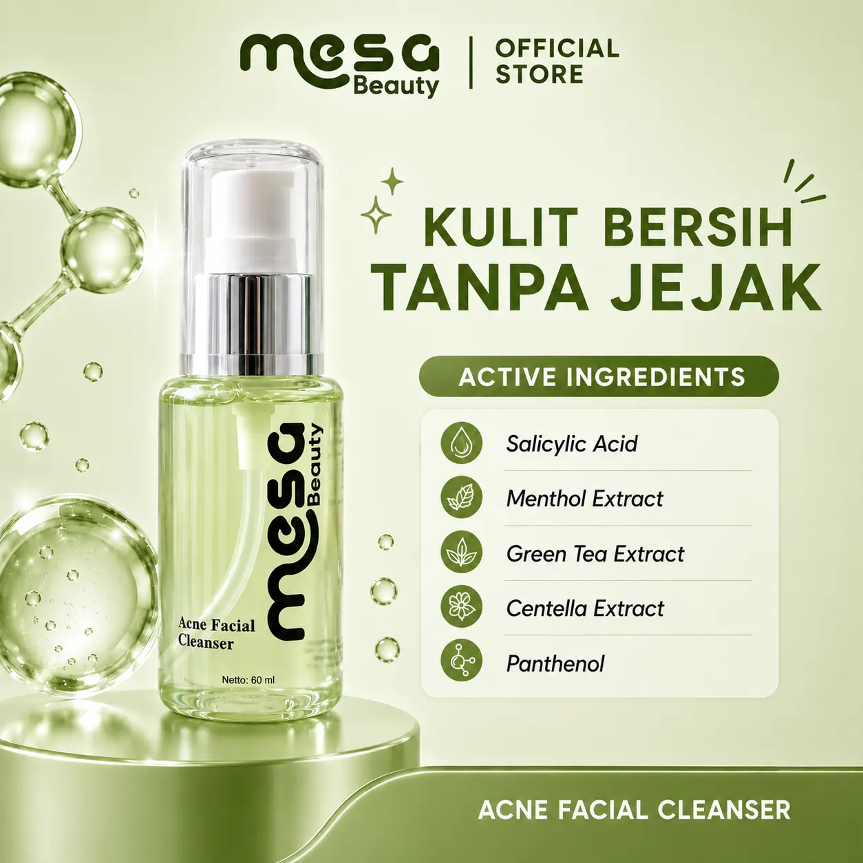 Facial Wash Jerawat Mesa Beauty Acne Facial Cleanser