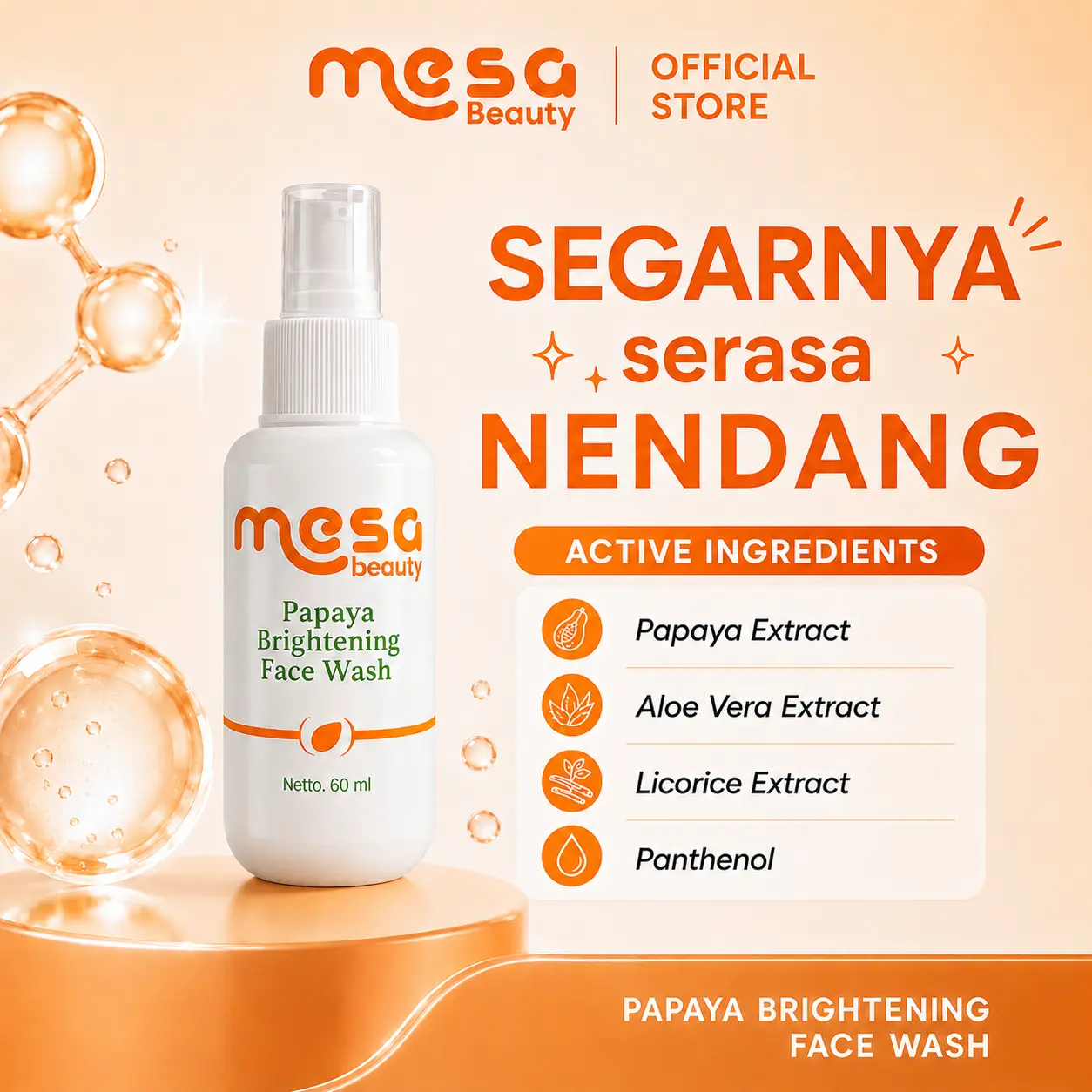 Sabun Muka Pepaya Mesa Beauty Papaya Brightening Face Wash